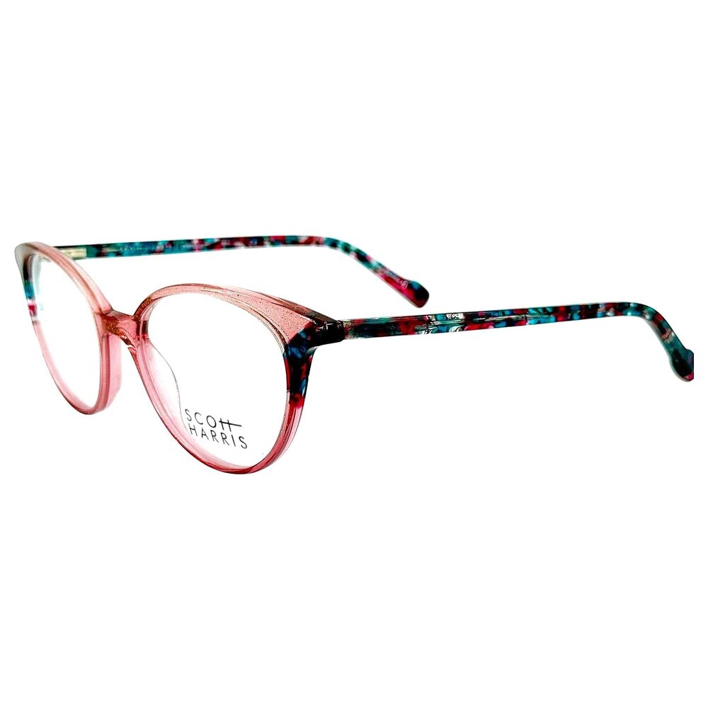 Scott Harris SH730 Womens Plastic Eyeglass Frame C1 Pink Teal Multi 50-18 W Case